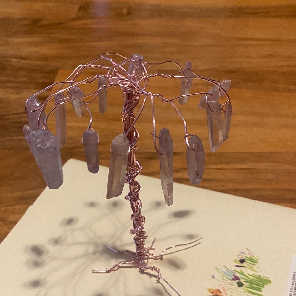 Wire Tree Sculpture with Crystals